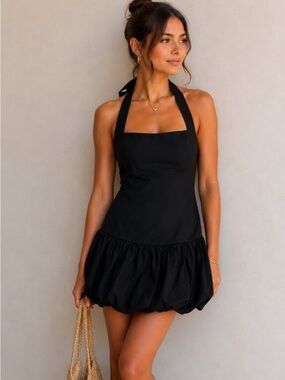 NWT House of Harlow Linen Blend Mini  Halter Whimsigoth Dress size Medium